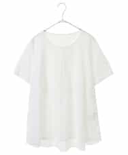 RLKHV15170 HIROKO BIS GRANDE(ヒロコ ビス グランデ) 【大きいサイズ】バックフレアドッキングTシャツ /洗濯機で洗える ホワイト