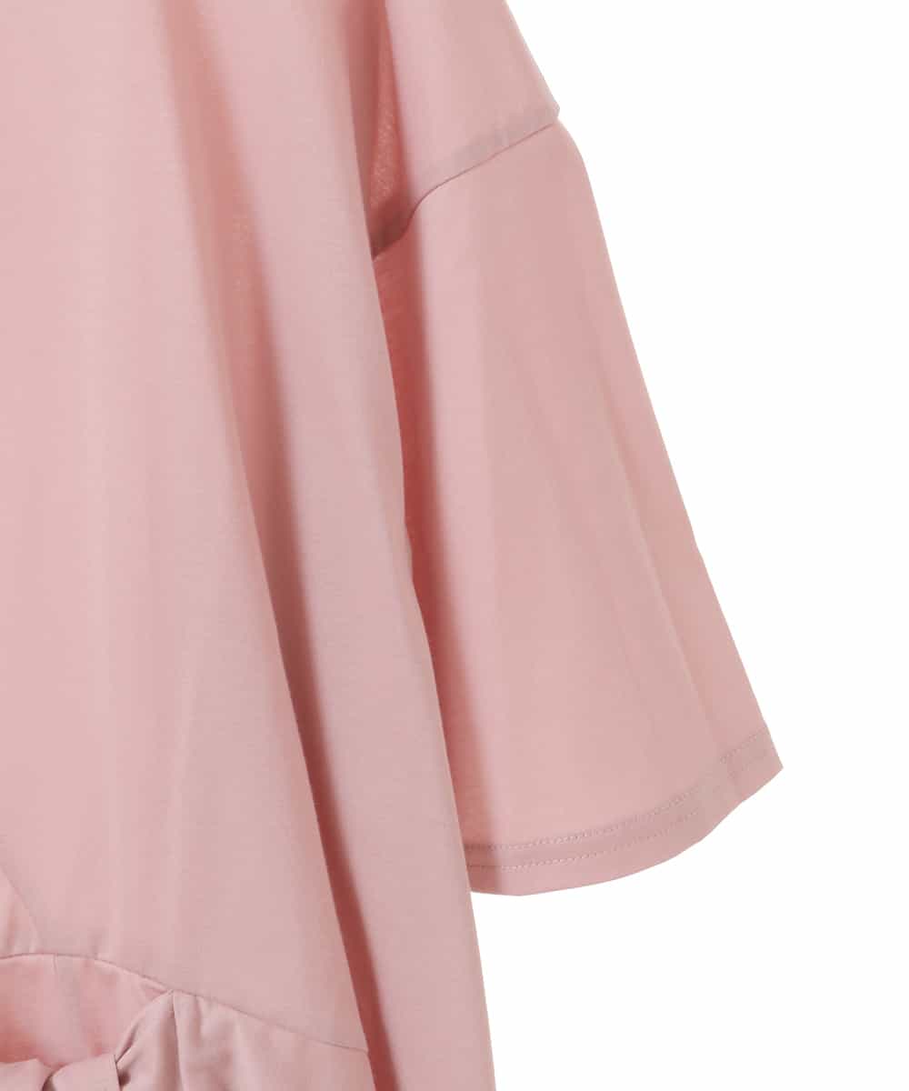 RLKIW32190 HIROKO BIS GRANDE(ヒロコ ビス グランデ) 【大きいサイズ】フロントリボンカットソーTシャツ /洗える ピンク