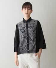 RSBGW05450 TRUNK HIROKO KOSHINO(ヒロココシノ) 幾何学ロゴジャカードジョイントデザインシャツ/日本製/洗える グレー