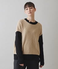 RSFAB12330 TRUNK HIROKO KOSHINO(ヒロココシノ) アシンメトリーデザインニットプルオーバー/日本製/洗える ベージュ