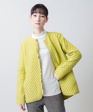 RSJEA03590 TRUNK HIROKO KOSHINO(ヒロココシノ) シャンブレータフタキルティングジャケット /洗える イエロー