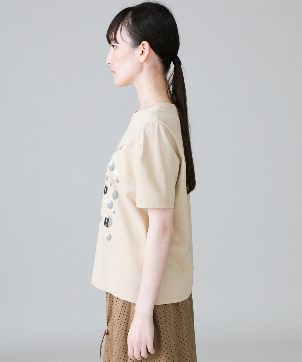 RSKHW05240 TRUNK HIROKO KOSHINO(ヒロココシノ) ドットロゴプリントTシャツ/日本製/洗える ベージュ