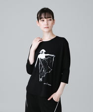 RSKHW15260 TRUNK HIROKO KOSHINO(ヒロココシノ) イラストスパンコールオリジナルTシャツ/日本製/洗える ブラック
