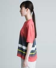 RSKIT03330 TRUNK HIROKO KOSHINO(ヒロココシノ) 【洗濯機で洗える/日本製】ぼかしラインデザインTシャツ レッド