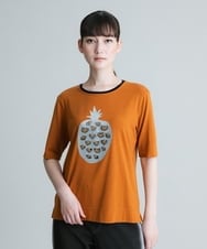 RSKIT07290 TRUNK HIROKO KOSHINO(ヒロココシノ) 【洗濯機で洗える/日本製】フルーツモチーフデザインTシャツ ベージュ