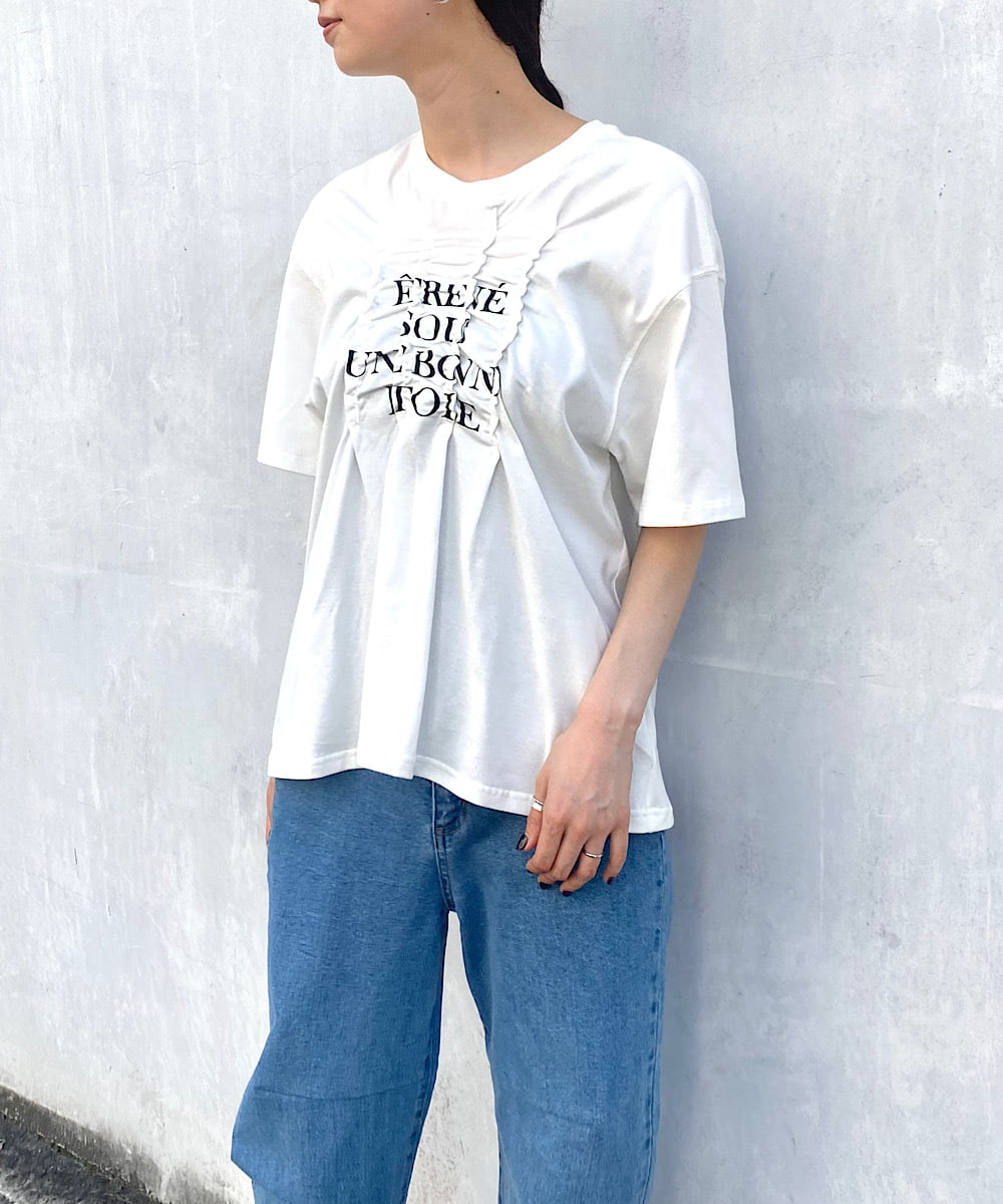 フロントギャザーシルエットリメイクTシャツ(カットソー・Tシャツ