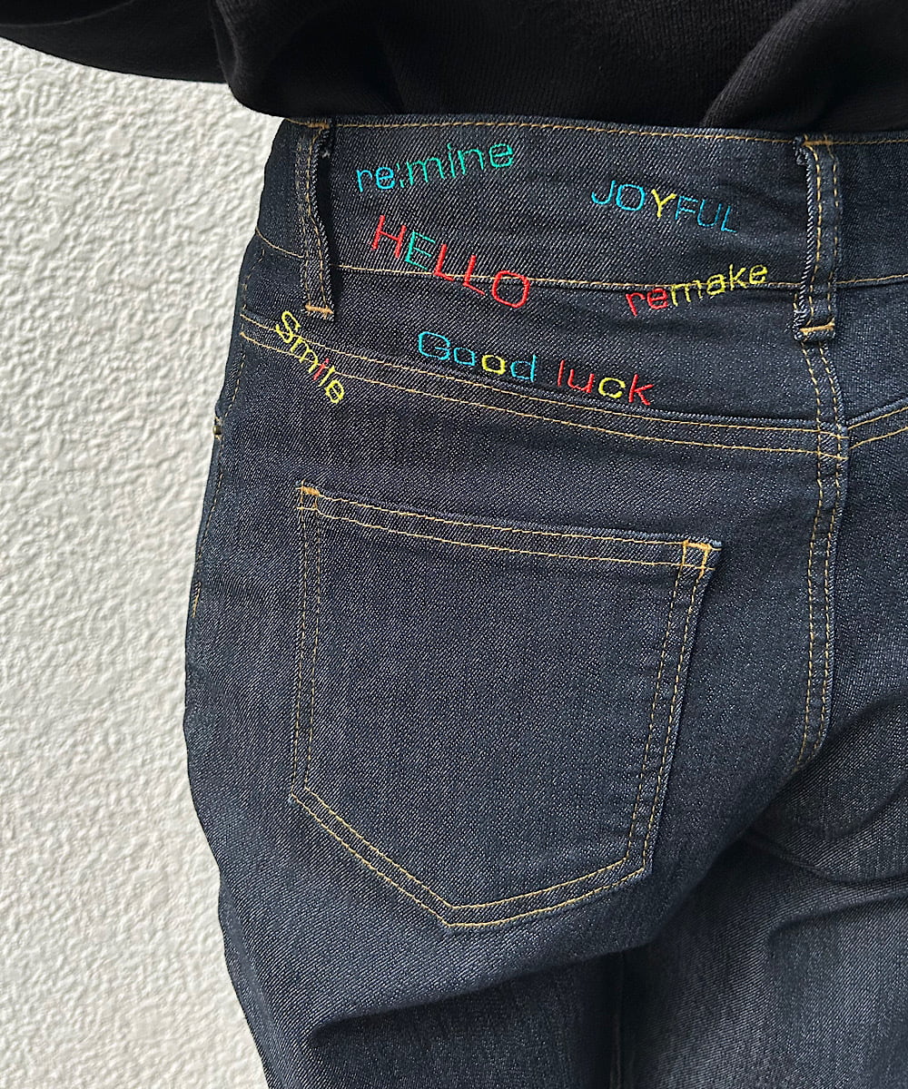 brotherコラボ メッセージ刺繍ワンポイントリメイク スリムデニム(フル