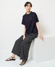 ZMKHW59089 al'aise modulation(アレーズモジュレーション) 【日本製】ハートスパンコールTシャツ ネイビー