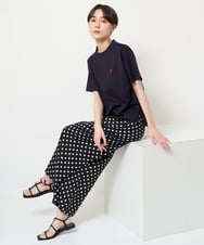 ZMKHW59089 al'aise modulation(アレーズモジュレーション) 【日本製】ハートスパンコールTシャツ ネイビー